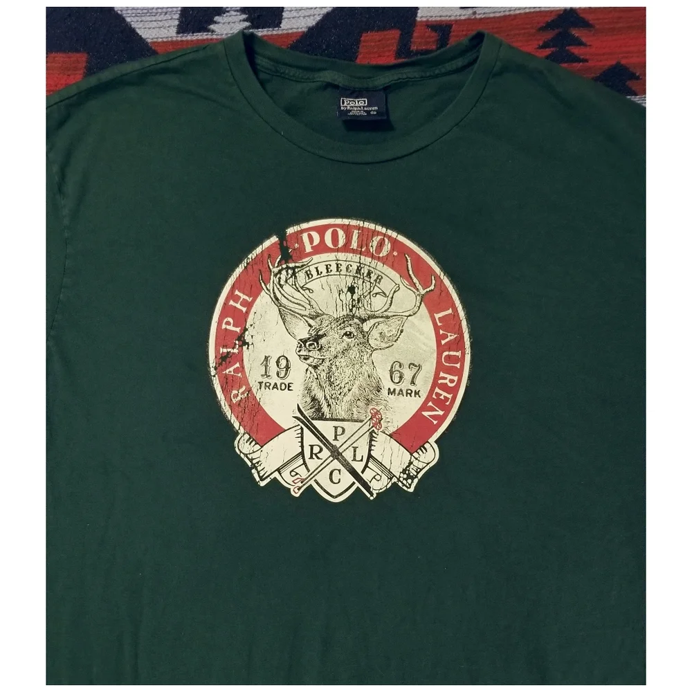 VINTAGE 90'S POLO RALPH LAUREN LONG SLEEVE GRAPHIC TSHIRT- MEN'S SIZE XLARGE